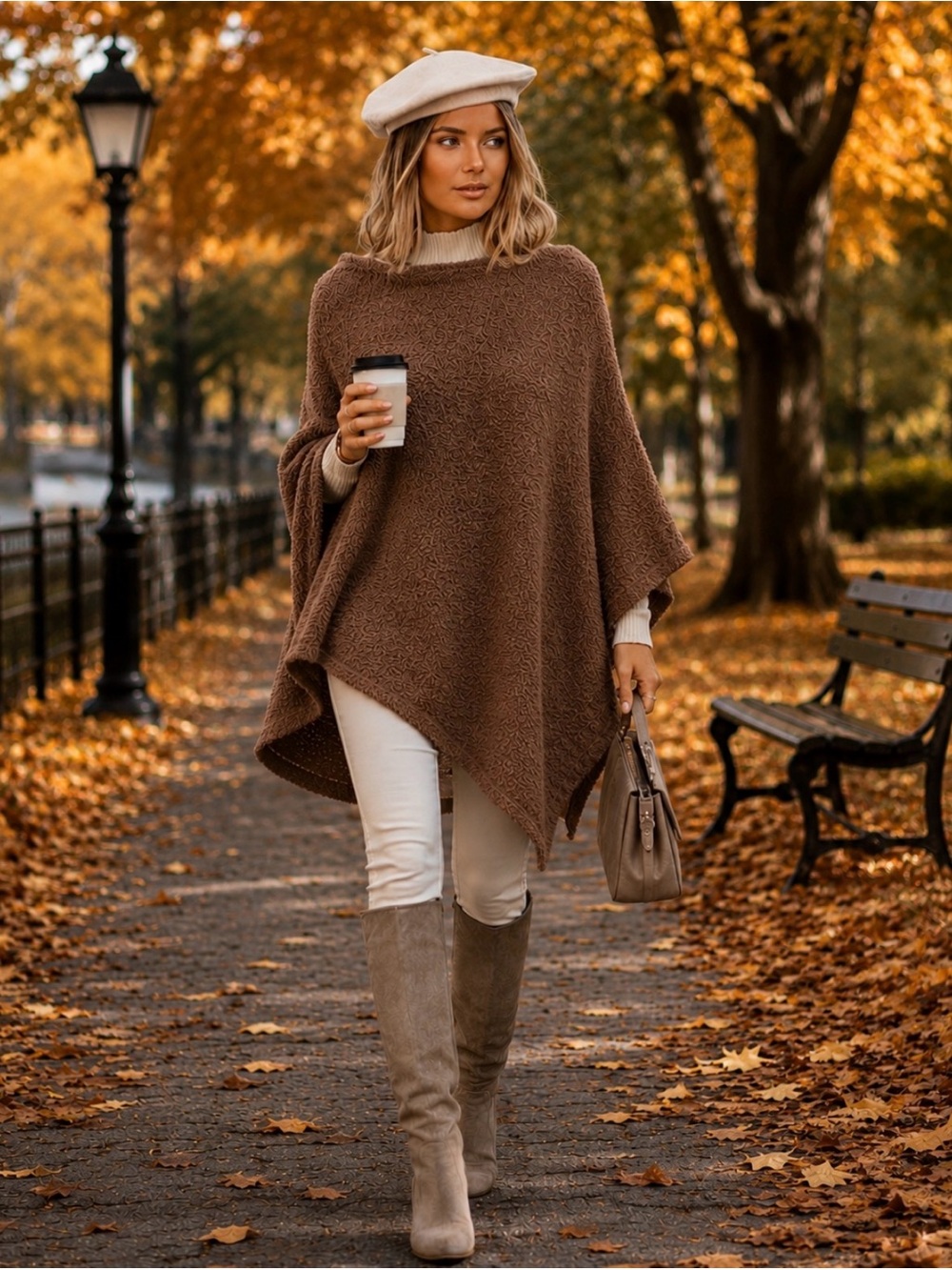Barefoot Dreams Cozychic Rich Cocoa Off-the-Shoulder Sweater Poncho Wrap Shrug